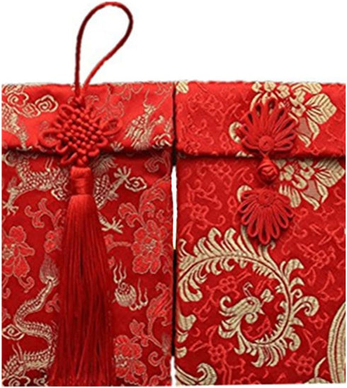 Chinese Element Festive Silk Red Envelopes Gift Card Envelopes 2PCS/Set (HF2G)