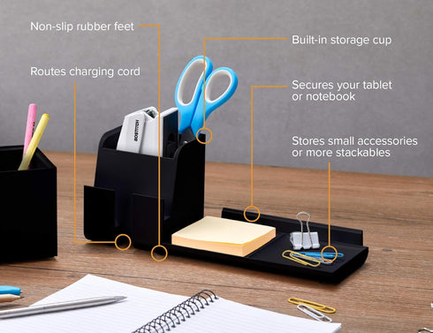 Bostitch Office Konnect Desk Organizer Base - Charging Station & USB Phone Stand for Cell Phones & Tablets