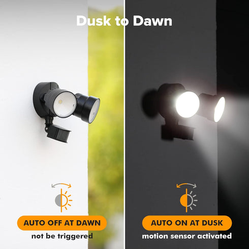P6221B-PIR24 2000 18 26 IP54 LUTEC Shrimp Lumen Watt LED Motion Activated Integrated Dual-Head Floodlight Outdoor