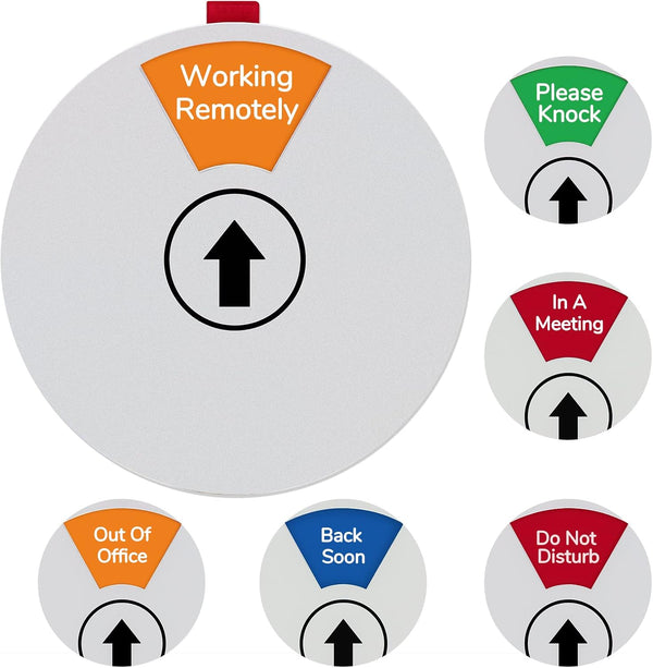 Office Door Sign, 6 Options Do Not Disturb/Out of Office/In a Meeting/Back Soon, Privacy Door Sign 6 Inches Silver