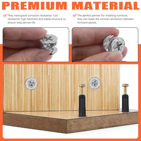 270Pcs 3 in 1 Furniture Connecting Hardware Connectors Kit, Including Cam Lock Fittings, Wood Dowel Pins