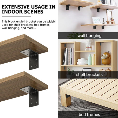 4 4"x4"x3" 90 PCS Heavy Duty Steel Corner Brackets, Degree L Right Angle Bracket, DIY L Shelf Brackets, Metal Joint