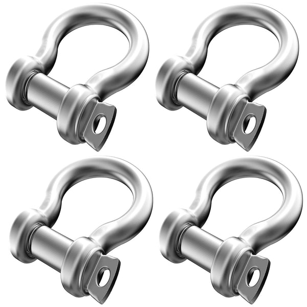 4 Pcs 5/16 Inch 304 Stainless Steel D Ring Shackles, 8 mm Screw Pin Anchor Shackle for Traction Steel Wire