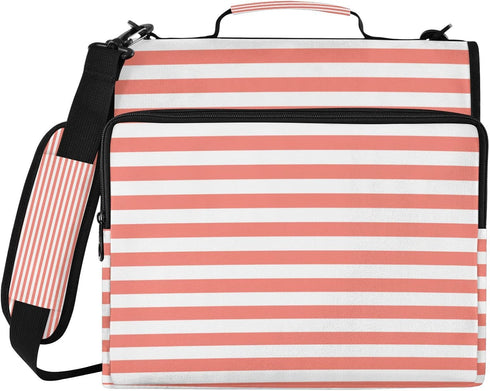 Caikeny 3 Ring Zipper Binder Salmon White 1.5 inch Binders Bag Expanding File