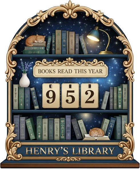 Personalized Books Read This Year Counter, Custom Name Wooden Book Tracker for