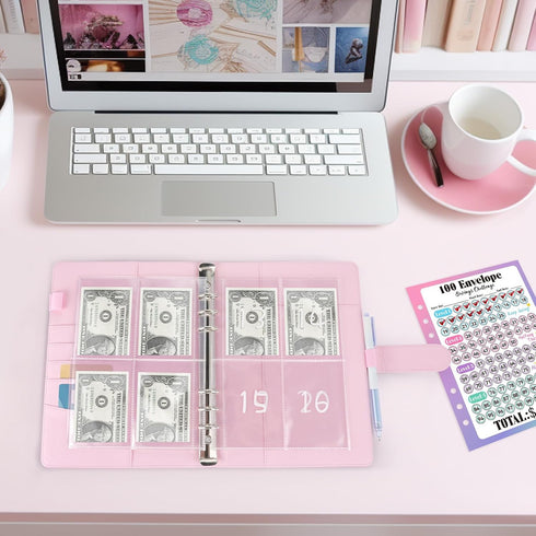 Sooez 100 Envelopes Challenge Binder, Money Saving Challenge Budget Binder with Cash Envelopes, Fun Way to Save $5,050