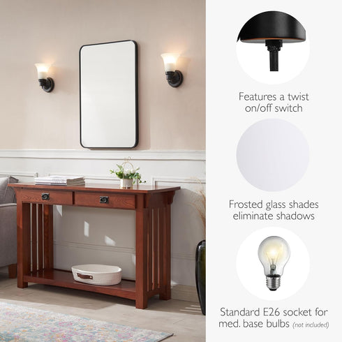 1-Light Dimmable 8.25 5.1 60W Bulb, 505115 Design House Village Traditional Indoor Wall Sconce, Frosted Flute Glass