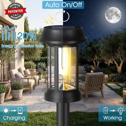 8 Pack Eyrosa Solar Pathway Lights, Glass Solar Lights Outdoor, Solar Stake Lights Landscape Lighting for Outside Path