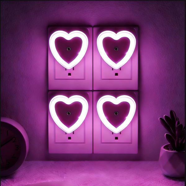 LED Night Lights Plug in(4-Pack), Dusk to Dawn Sensor Auto-On/Off, Cute Nightlight
