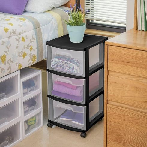 LovingStar 3 WheelsSet 1 Plastic Storage Drawer Cart, Medium Home Organization Storage Container with Large Drawers