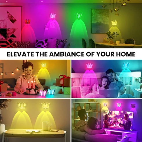 2 Dimmable 1 Pack) LOFTEK Butterfly Night Light, Rechargeable Motion Sensor Night Lights, Color Modes & RGB Nightlight