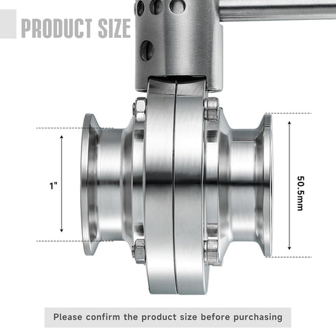 Leingar 2 Pack 1Inch 304 1" Beverage(1" Tri Clamp Butterfly Valve, Sanitary Stainless Steel Manual Pull Handle Valve