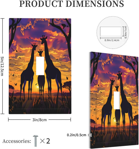 HTSAHKV Sunset 3 5 Inch Giraffe Wall Plate Light Switch Cover Single Gang Outlet Faceplate Print Plate Cover X