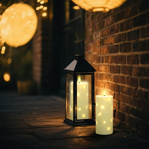 Pack 2 (4" 10" Sasigeiaa Waterproof Outdoor Candles with Timer & Remote - Battery Operated LED Candles, Realistic