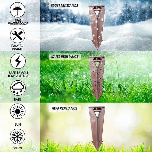 Heavy Duty Plastic Ground Replacement Landscape Light Stake for Low Voltage Outdoor Lighting, Direct Burial Garden