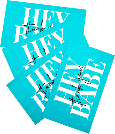 RXBC2011 2x3.5 Inches Pack 100 Hey Babe Card Thank You for supporting small business cards of Teal