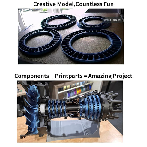 FYSETC 3D Printer Accessories - Jet Engine Model Components Kit, High Quality STEM Aviation Engine Hardware for DIY.