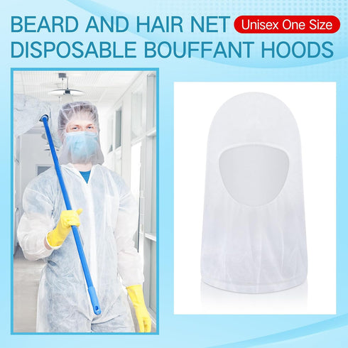 100 Yahenda Pcs Disposable Hair Nets,Bouffant Hoods, Full Face Beard Hair Net for Food Service Workers, Lab, Cooking