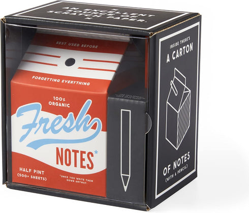 Fresh Ideas Milk Carton Note Set from Brass Monkey - Vintage Design Includes 500+ Tear-Off Sheets and 3.5" Pencil,