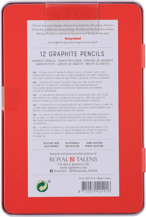 Bruynzeel Expression Graphite Pencils 12-Piece Set in Tin
