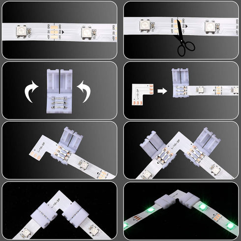 28 3 10 mm WS2811 WS2812B SK6812 Mudder Pieces Pin LED Connector LED Strip Solderless Light l Shape Lights Extension T