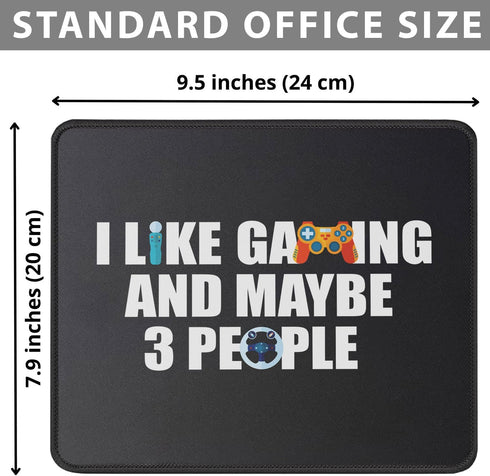 Men I Like Gaming and Maybe 3 People Mouse Pad Funny Video Gamer Gift Cool Gaming Mouse Mat 9.5 inch - Gift for Teen Boys Game Mousepad by Gamer Heartbeat