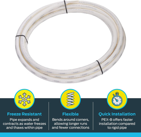 SharkBite 3/4 Inch x 25 Feet PEX-B Flexible Water Tubing, White for Plumbing