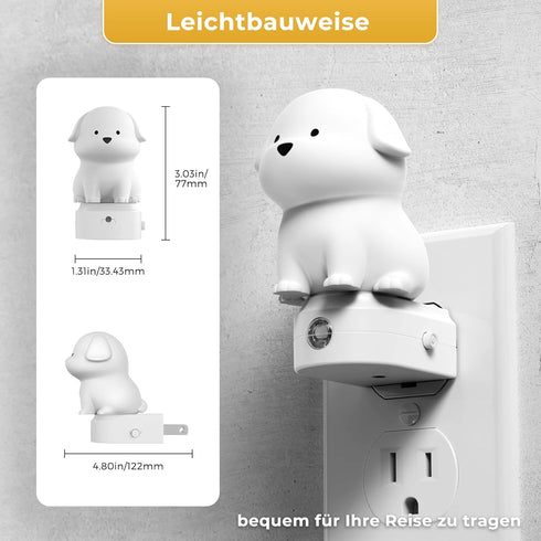 Kids,2-Pack 3D Sensor,1600K/2700K/5000K 3CCT L LOHAS LED Plug in Night Light for Cute Puppy Night Lights with Dusk