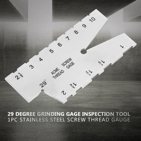 Screw Thread Gauge, Stainless Steel Grinding Gage 29 Degree Inspection Tool for Woodworking & Metalworking