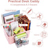 Pink Plastic Pen Organizer, Multifunctional Desktop Organizer with 2 Drawers and 4 Compartments