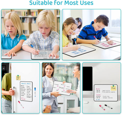 Magnetic Dry Erase Board for Fridge, Double-Sided 8"x12" Calendar To Do List Planner with 4 Markers