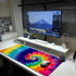 Extended Large Cool Tie Dye Art Mouse Pad, 31.5 x 11.8 Inch, Oversized Desk Mat with Stitched Edges for Home Office