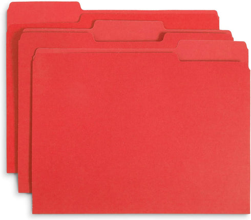 Blue Summit Supplies 200 Red File Folders, Letter Size, 1/3 Cut Tab for Easy File Storage