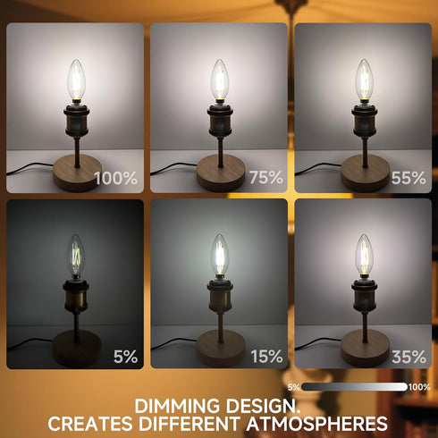 B/B11 E12 Bulb, 4W/40W 5000K Dimmable, 6-Pack Type LED Filament Equivalent Cool White Clear Glass, Ideal