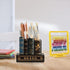 Tosnail Decorative Pen Holder with Storage Drawer, Antique Library Design Wooden Pencil Organizer for Office Supplies
