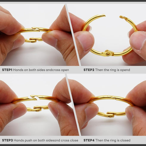 Semrien 120 (1/2", 3/4", 1", 1-1/4", 1-1/2", 2"), Pcs Binder Rings Assorted Sizes Loose Leaf Binder Book Rings, Metal
