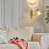 Generic E14 European Vintage Brass Wall Sconce, Romantic Floral Glass Shade with Faux Pearl Accents, LED Light Fixture