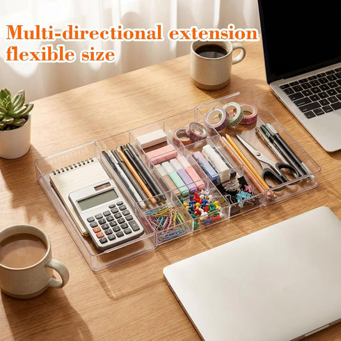 Briwooody 2 (Transparent,11 Pcs Large Expandable Acrylic Drawer Organizers, Grid Adjustable Drawer, Dividers Organizer