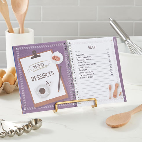 Blank Family Cookbook Recipe Binder - 6.5 x 8.2 in, Hardcover Spiral Bound, 90 Ruled Pages with Memo Pocket