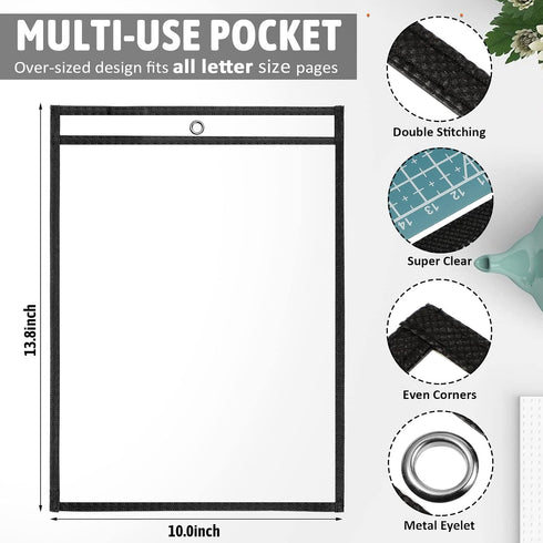 56 Pack 10 13.8 Inch Job Ticket Holders Reusable Dry Erase Pockets Plastic x Shop Ticket Holders Sheet Protectors Job