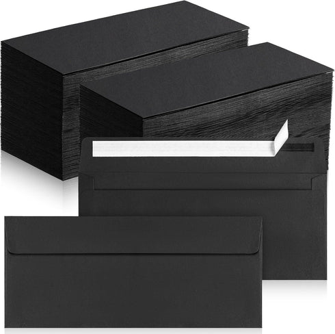 Jutom 500 Pcs Kraft Envelopes Letter Size Bulk #10 Business Security Envelopes Sealed 4-1/8 x 9-1/2 (Black)