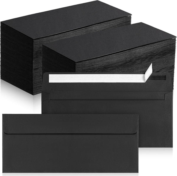 Jutom 500 Pcs Kraft Envelopes Letter Size Bulk #10 Business Security Envelopes Sealed 4-1/8 x 9-1/2 (Black)