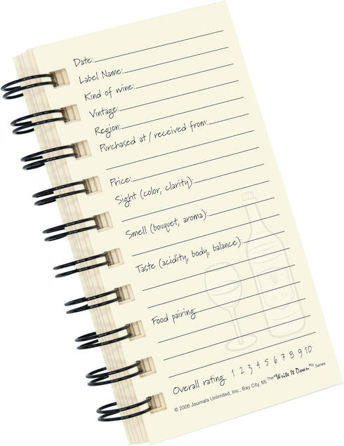 Write it Down series by Journals Unlimited, Mini-Size 3”x5”, Guided Wine Journal, Kraft Hard Cover, Made in USA
