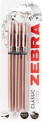 Zebra Pen Z Grip Black Ballpoint Pens, 3 Pack Rose Gold Ballpoint Pens with Triangular Barrel, Medium Point