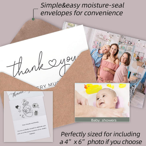 LUCYSALISA 20 Pack 4 6 Inch, Thank You Cards with Envelopes, bulk White Thank You Cards x Thank You Notes