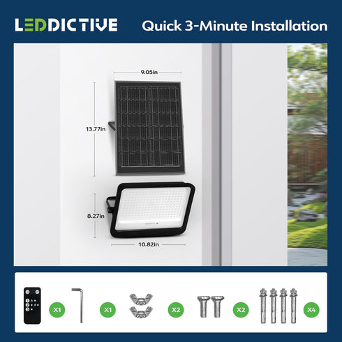 7000K, 3500LM 3 IP65 16.4 Leddictive LED Solar Lights Outdoor Solar Powered Flood Lights with Modes, Dusk to Dawn