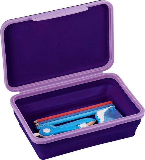 It's Academic Flexi Storage Box, Folding, Collapsible, Adjustable for Pencils, Supplies, Purple (23135)