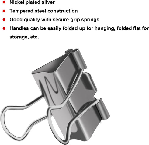 Nctinystore 24-Count Binder Clips, Metal Clamp 1-in / 25-mm, Little Smaller Than Medium Clips (Silver)