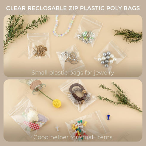 Golden State Art 2" x 2" Clear Plastic Zip Bags, 200 Count Mini Reclosable 3 Mil Thick Bags for Packaging