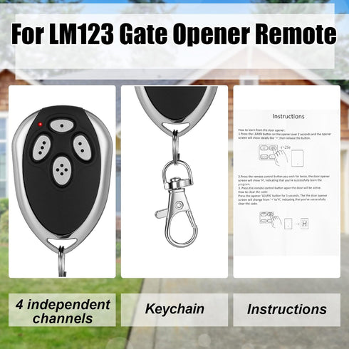 Kingdder 3 4 LM123 433.92mhz Programming Pcs Channels Gate Opener Remote Compatible with Aleko Garage Door Remote